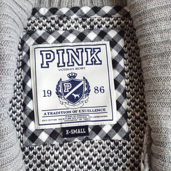 PINK Victoria's Secret Fair Isle Cozy Cardigan Boho Cabincore Indie Chic Size XS - Picture 2 of 9